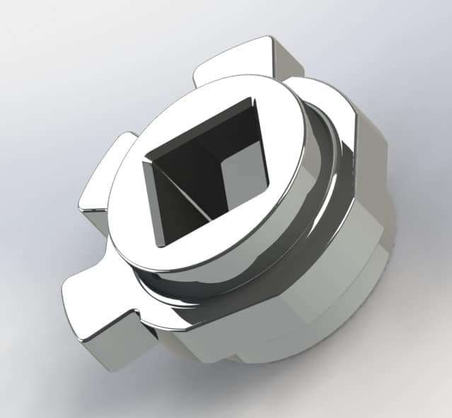 Render 3D ghiera in zamak nichelata - micro pressofusione di precisione Micrometal